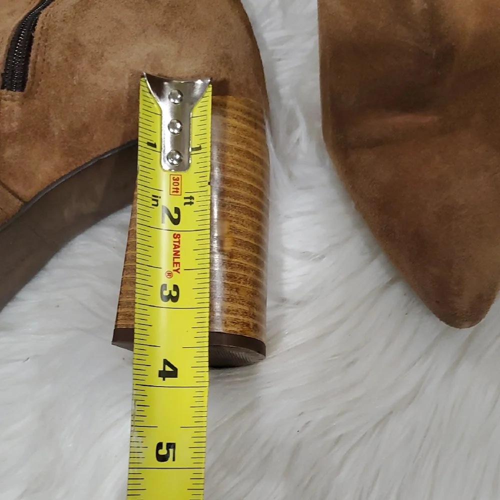 Pure Navy Chic Tan Suede Heeled Boots - Picture 7 of 16